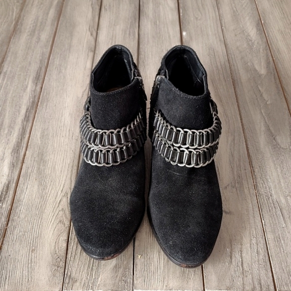 Sam Edelman Chic Black Suede Posey Ankle Booties with Studded Strap Size 6.5 - Picture 6 of 11